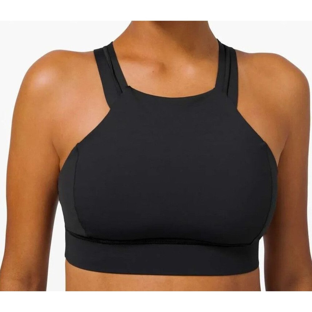 Lululemon Womens Sz 4 Strong At Heart Sports Bra Black $68 Medium Support